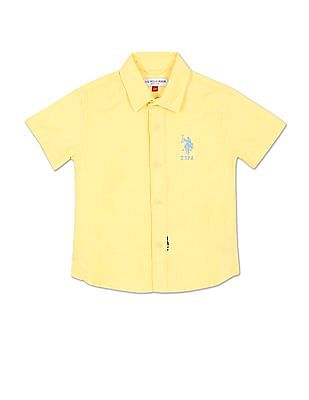 U S Polo Assn Kids Boys Spread Collar Solid Shirt