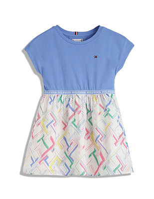 Tommy Hilfiger Kids Girls Monogram Fit And Flare Dress