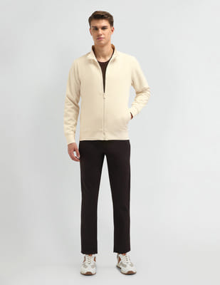 Buy Arrow Sport Solid Regular Fit Knitted Bomber Jacket - NNNOW.com