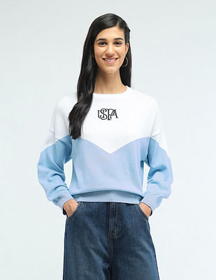 U S Polo Assn Women Coloublocked Logo Sweater