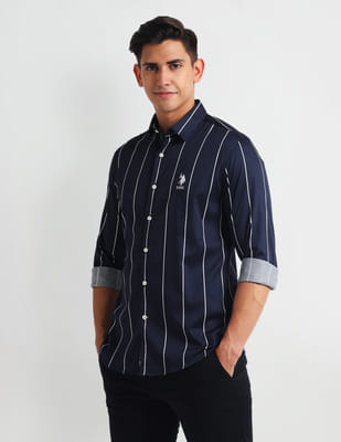 【希少】Supreme Washed Stripe Polo NAVY / M Supreme Washed Stripe Polo