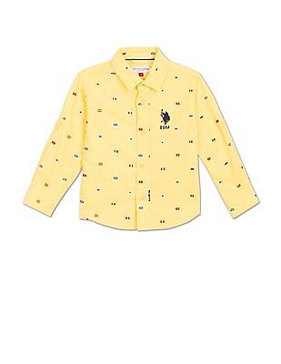 U S Polo Assn Kids Boys Cotton All Over Print Shirt