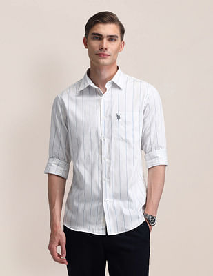 U S Polo Assn Tailored Fit Cotton Striped Shirt