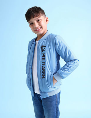 U S Polo Assn Kids Stand Collar Solid Bomber Jacket