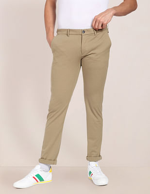 U S Polo Assn Solid Denver Slim Fit Casual Trousers