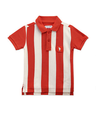 U S Polo Assn Kids Boys Vertical Stripe Cotton Polo Shirt