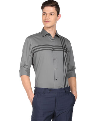 Ad By Arvind Striped Cotton Regular Fit Evening Shirt