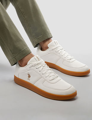 U S Polo Assn Men Reiner Beige Retro Court Sneakers