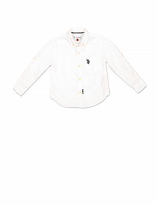 U S Polo Assn Kids Boys Button Down Collar Solid Shirt