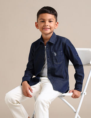 U S Polo Assn Kids Boys Regular Fit Regular Solid Shirt