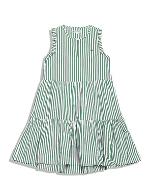 Tommy Hilfiger Kids Girls Vertical Stripe Tiered Dress