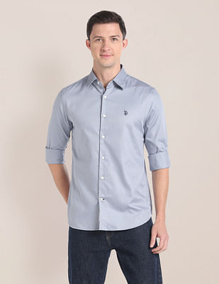 U S Polo Assn Self Design Tailored Shirt