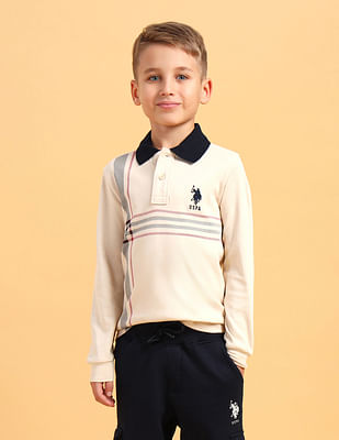 U S Polo Assn Kids Boys Horizontal Striped Cotton Polo Shirt