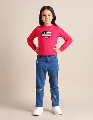 U S Polo Assn Kids Girls Cotton Slim Fit Jeans