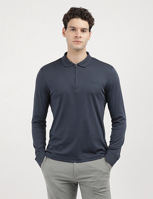 Calvin Klein Jeans Liquid Touch Welt Zip Long Sleeve Polo Shirt