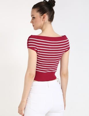 Buy Tommy Hilfiger Slim-Fit Cotton Boat Neck Crop Top - NNNOW.com