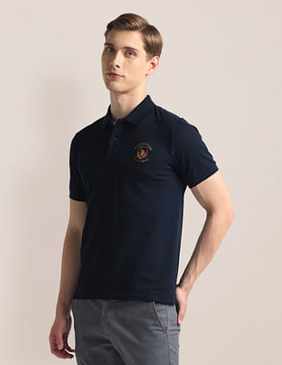 U S Polo Assn Ribbed Collar Solid Polo Shirt