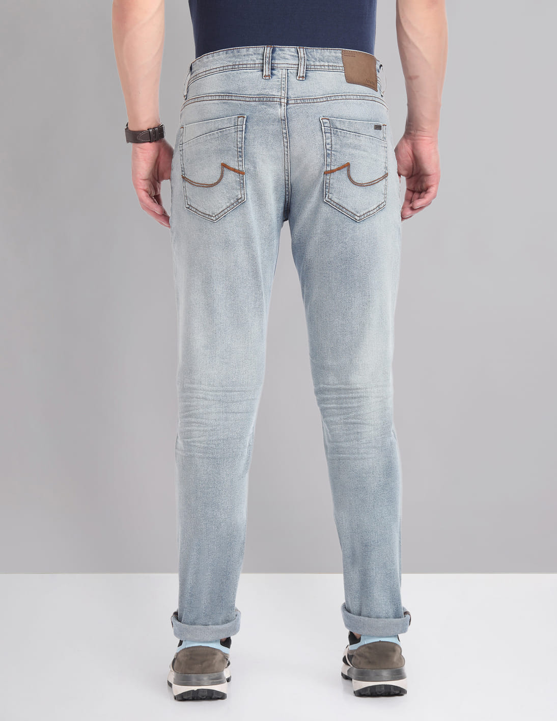 Buy AD by Arvind Stone Wash Slim Fit Jeans - NNNOW.com