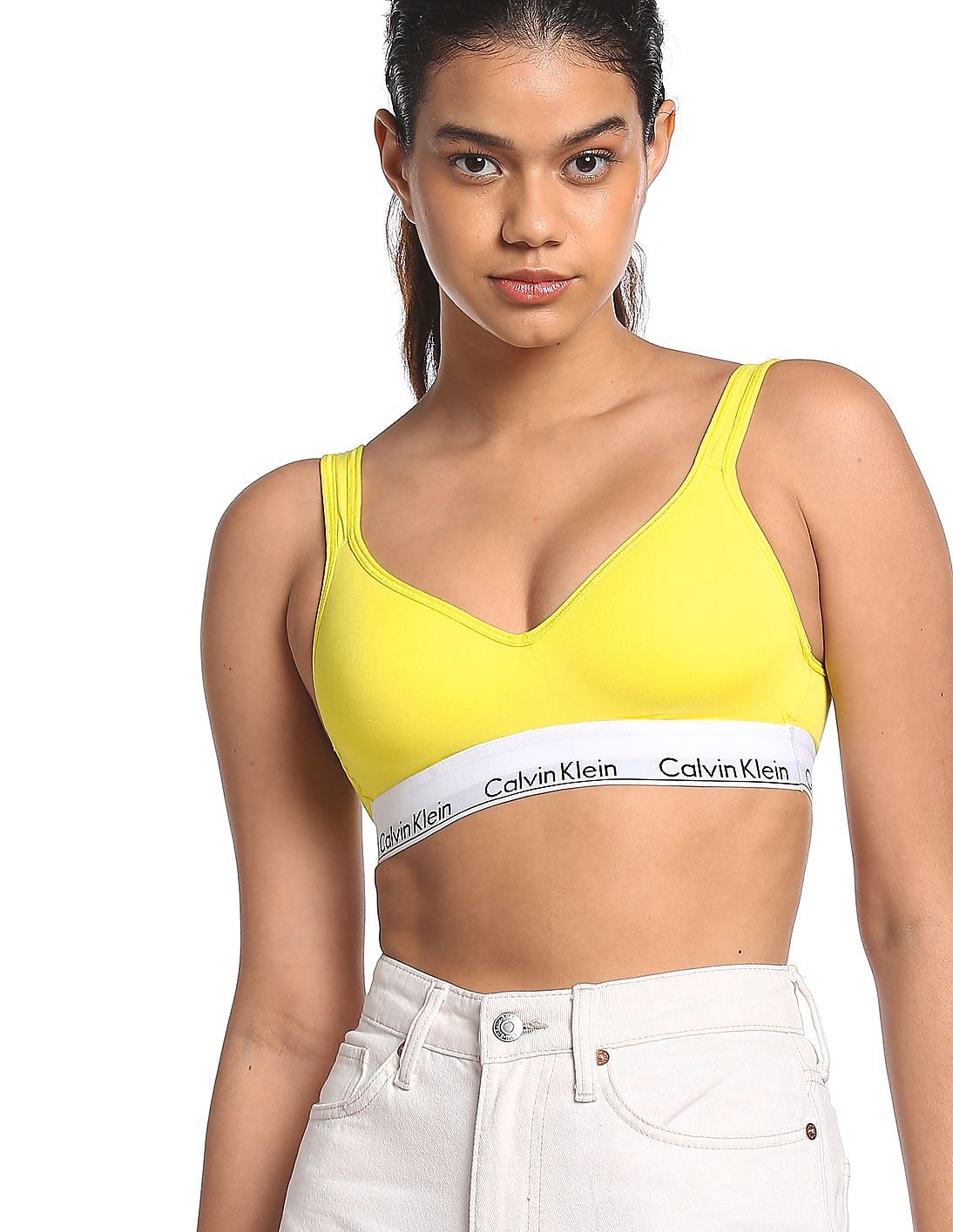 Buy Calvin Klein Underwear Women Yellow Padded Sports Bra - NNNOW.com