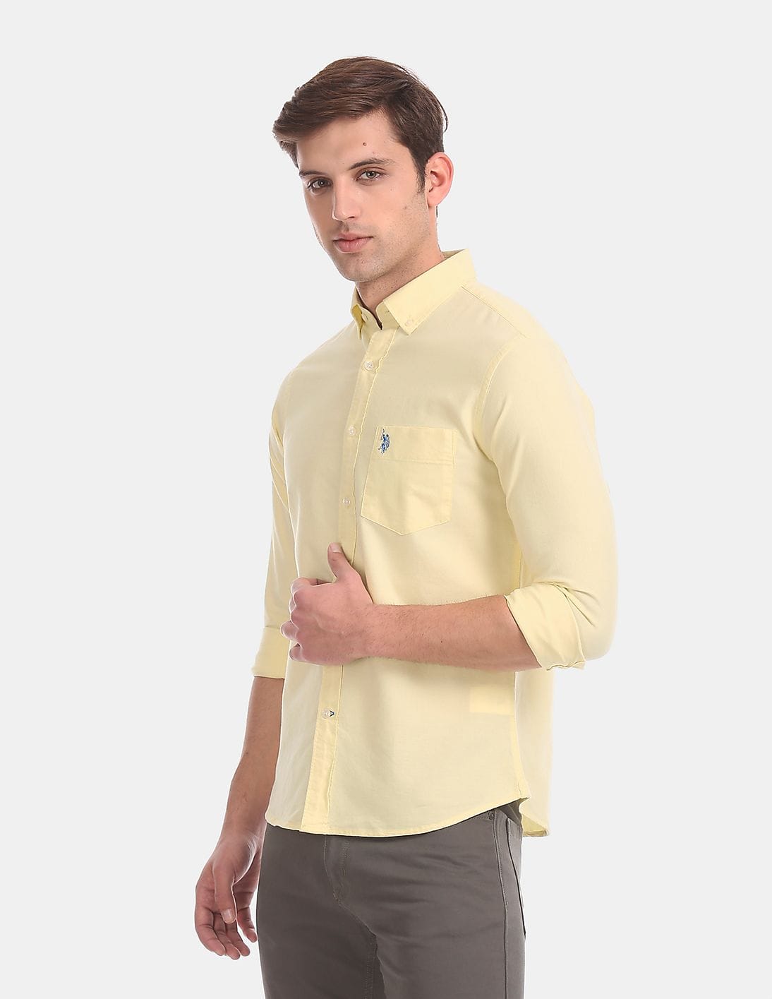 yellow polo button down