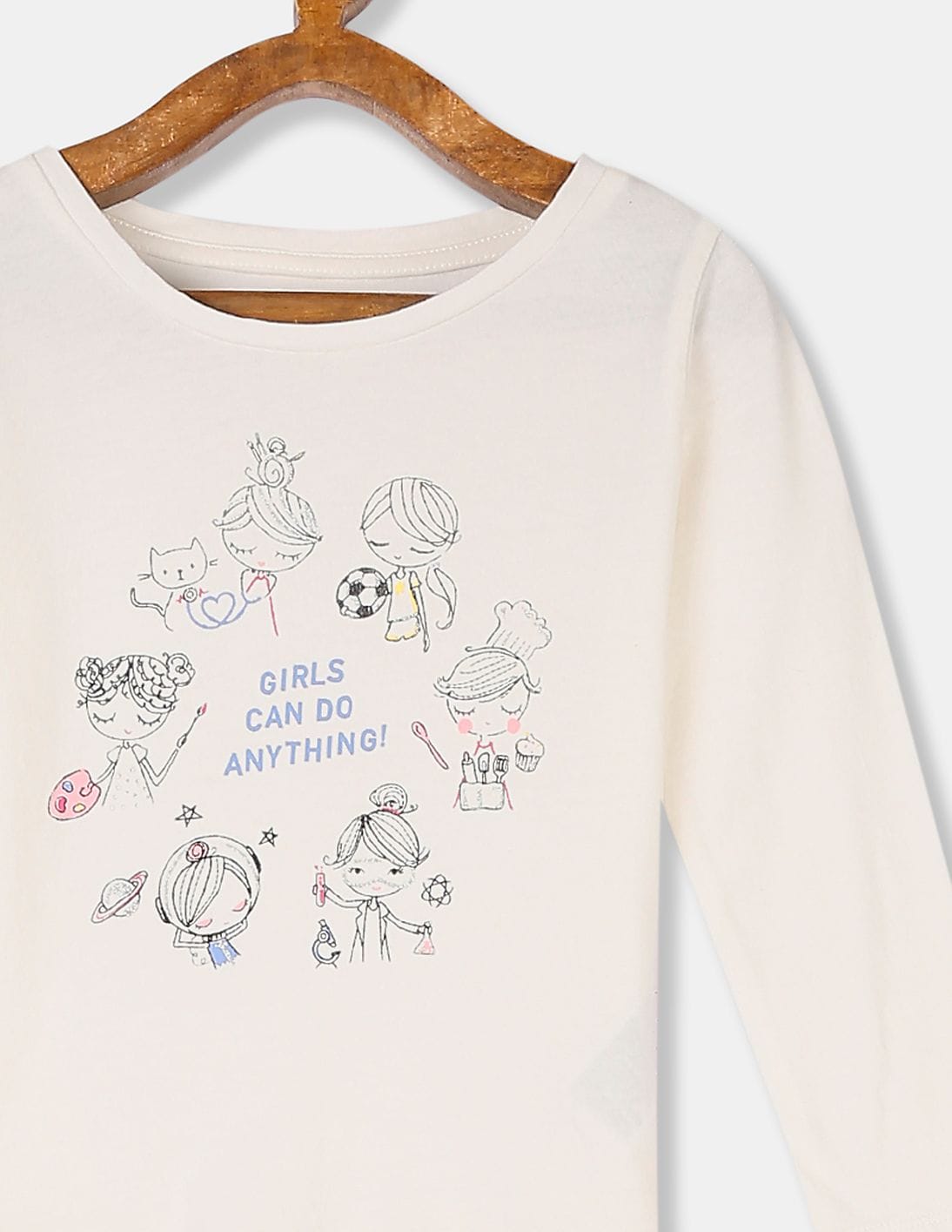 Buy GAP Girls White Sparkle Graphic Long Sleeve T-Shirt - NNNOW.com