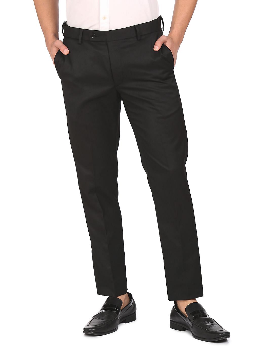 Buy Arrow Mid Rise Solid Formal Trousers - NNNOW.com