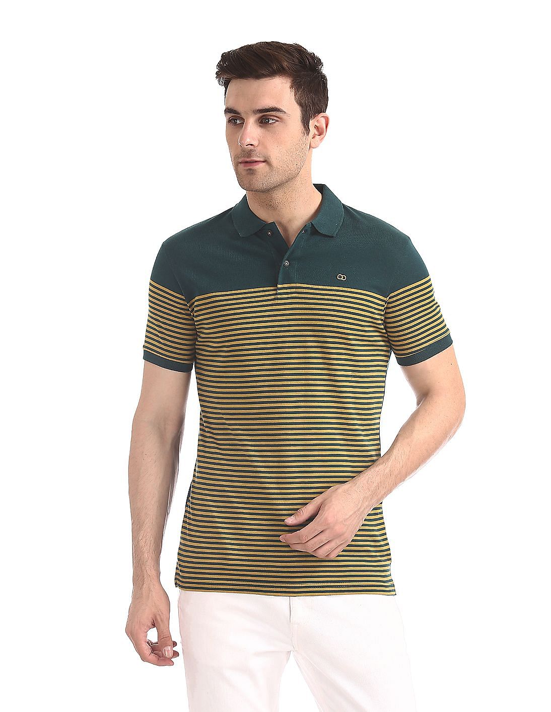 Buy Ruggers Green Striped Short Sleeve Polo Shirt - NNNOW.com