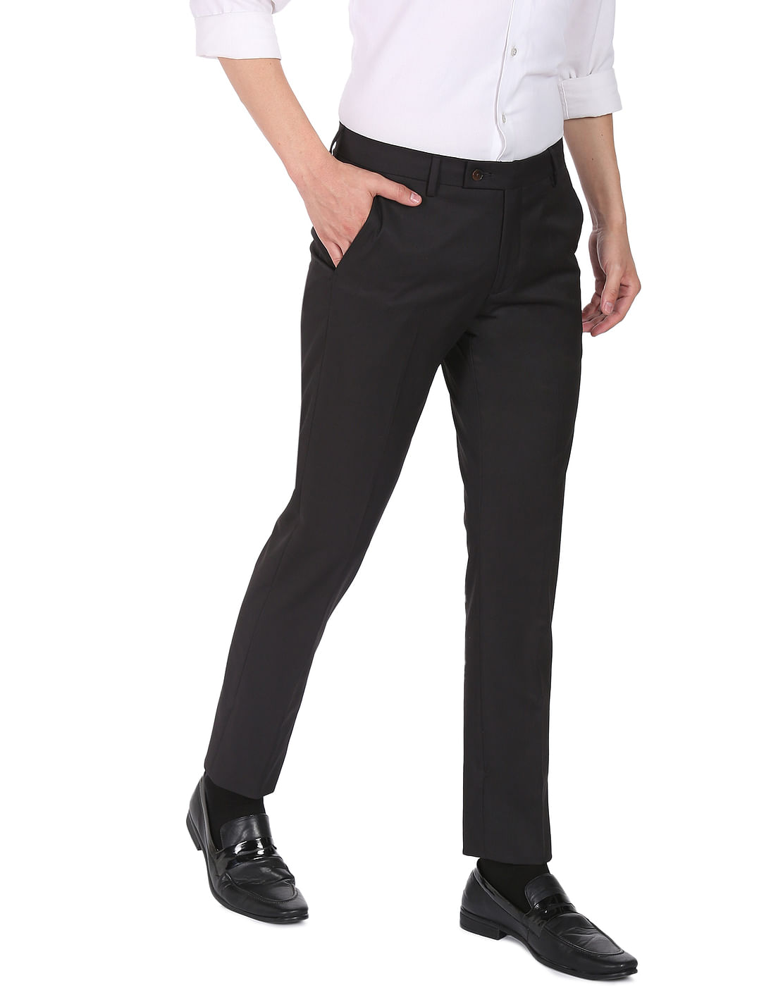 Buy Arrow Flat Front Twill Weave Trousers - NNNOW.com