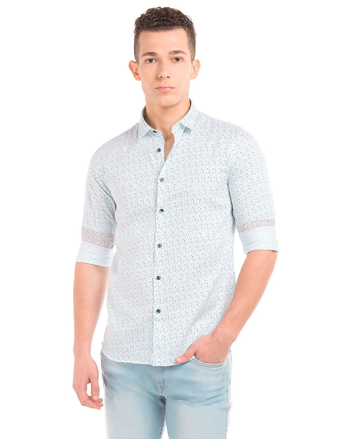 Buy Flying Machine French Placket Printed Shirt - NNNOW.com