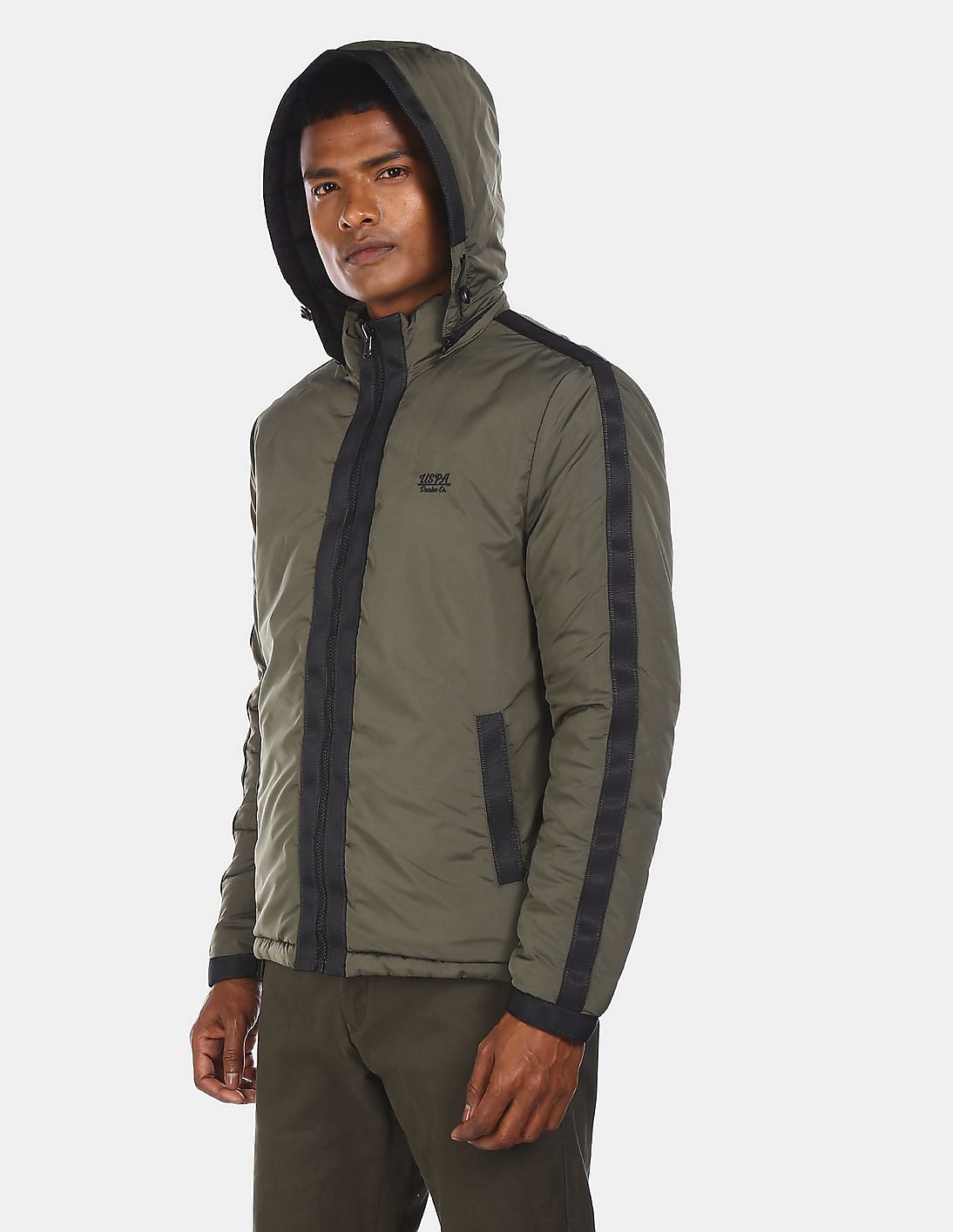 Buy U.S. Polo Assn. Men Olive And Black Zip-Up Detachable Hood Reversible  Jacket - NNNOW.com