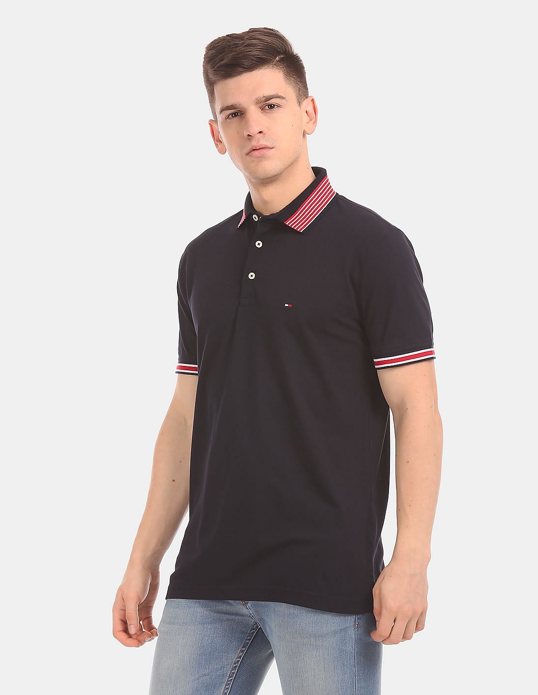 Tommy Hilfiger slim fit polo shirt with contrast zip Talla M Color DESERT  SKY