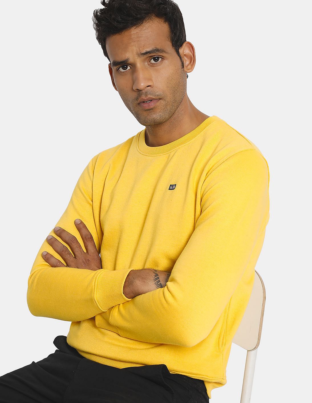 Buy Arrow Sports Men Yellow Solid Sweat Shirt - NNNOW.com