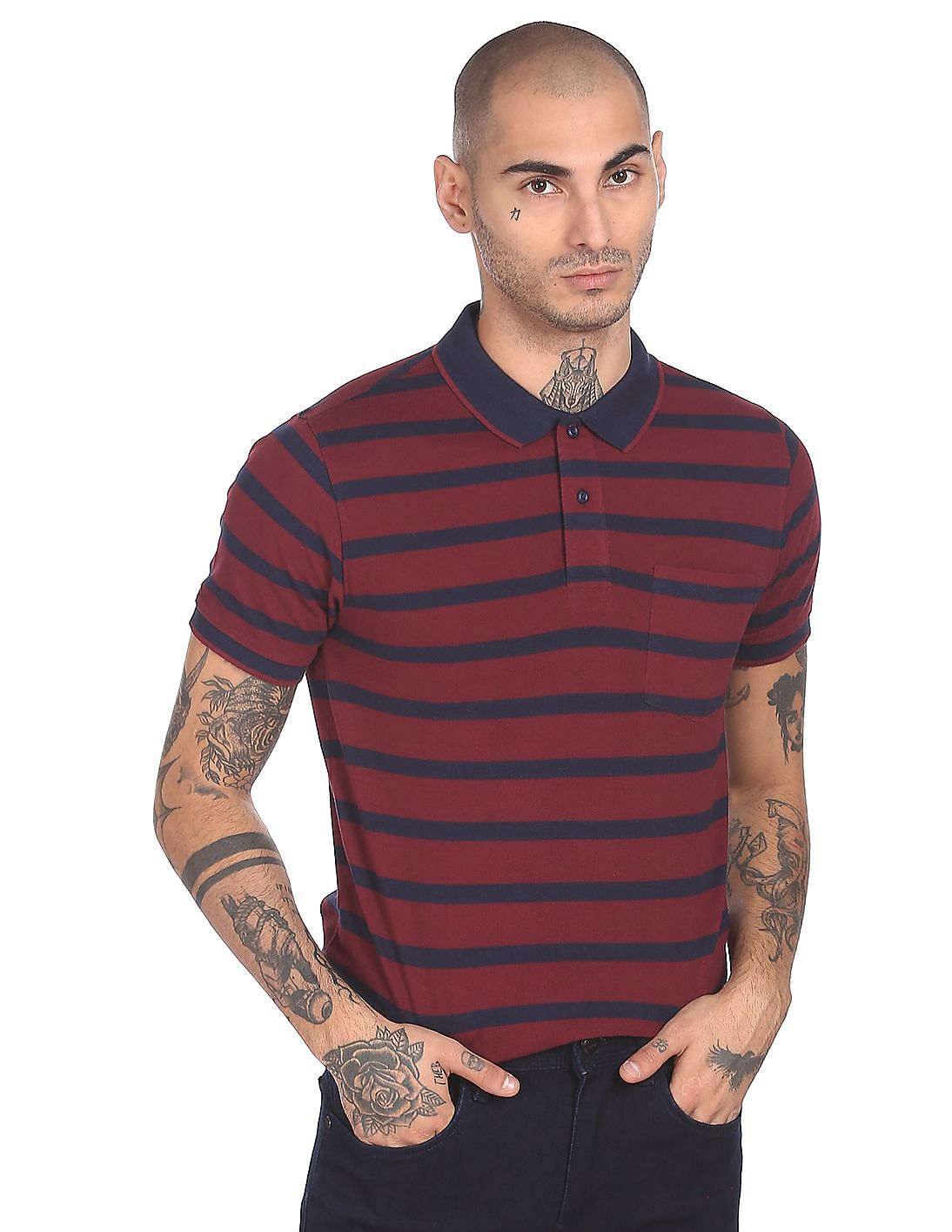 Buy Ruggers Men Maroon Striped Regular Fit Polo Shirt - NNNOW.com
