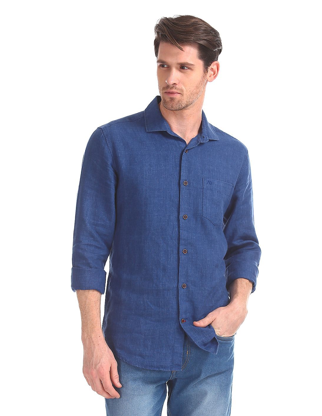 Buy AD by Arvind Slim Fit French Placket Shirt - NNNOW.com