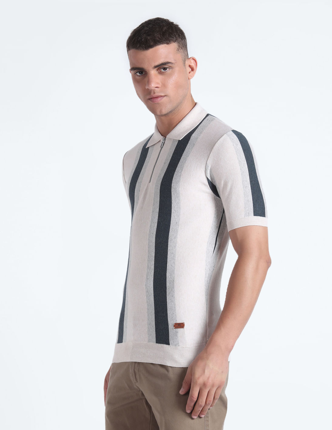 Buy Flying Machine Vertical Stripe Knitted T-shirt - NNNOW.com