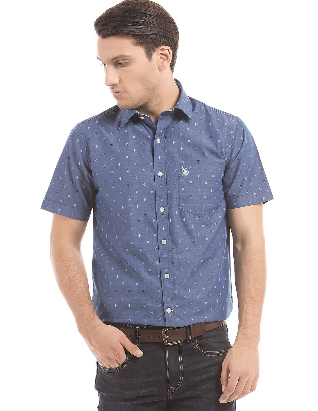 Buy U.S. Polo Assn. Men Tailored Fit Geometric Print Shirt - NNNOW.com