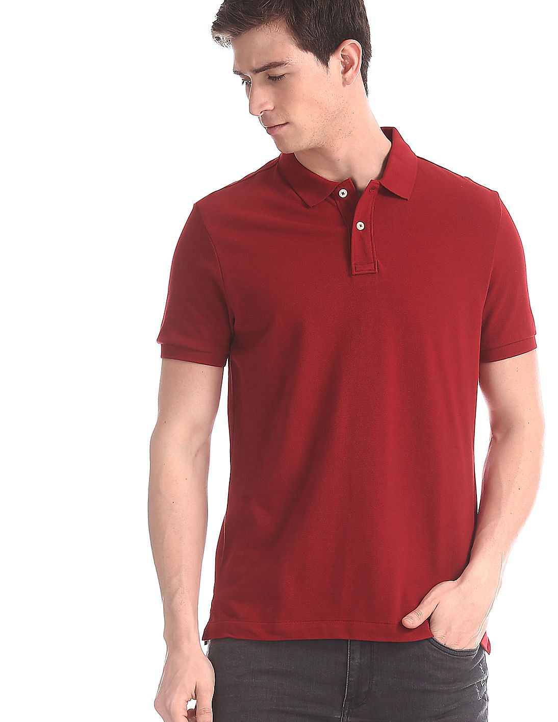 Buy Arrow Sports Red Solid Pique Polo Shirt - NNNOW.com