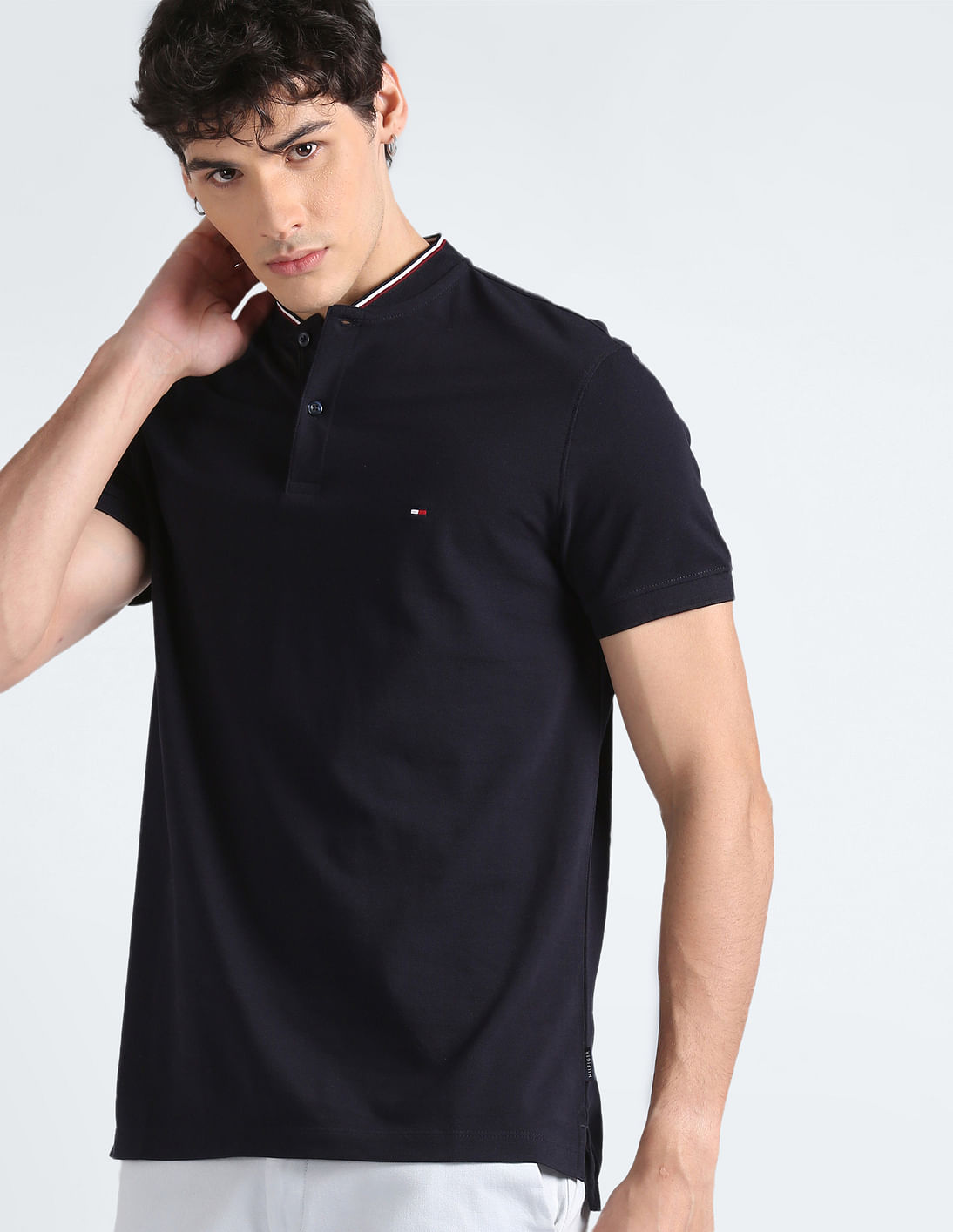 Buy Tommy Hilfiger Signature Mandarin Collar Slim Polo Shirt - NNNOW.com