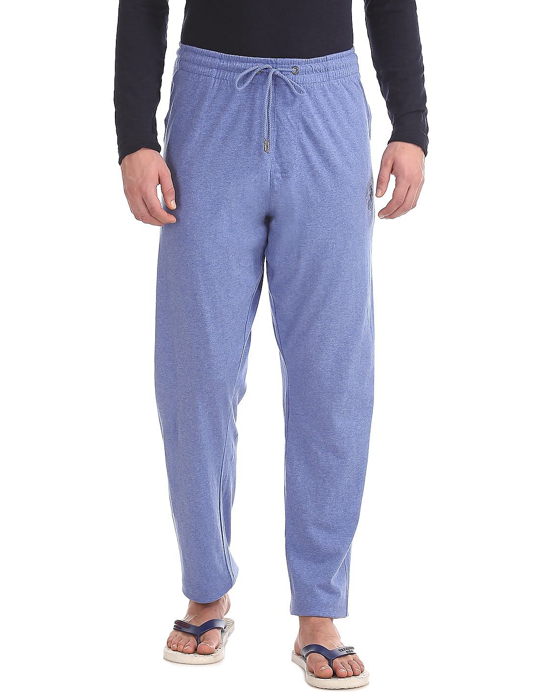 Buy USPA Innerwear Men Blue Heathered Knit Track Pants - NNNOW.com