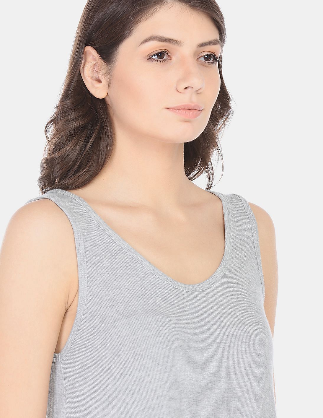 Buy GAP Women Grey Ribbed Modal Swing Tank - NNNOW.com