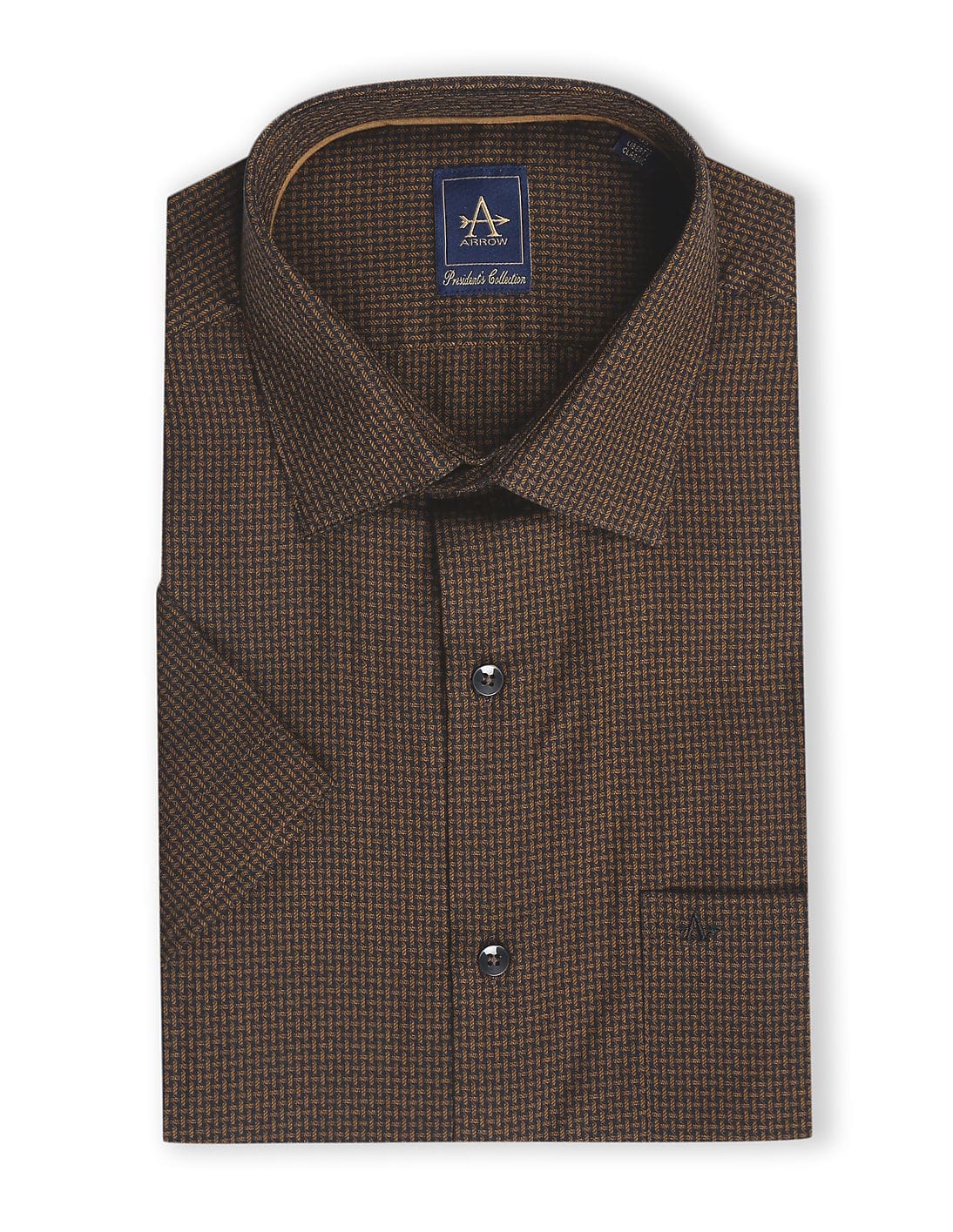 Buy Arrow Men Brown Short Sleeve Cotton 