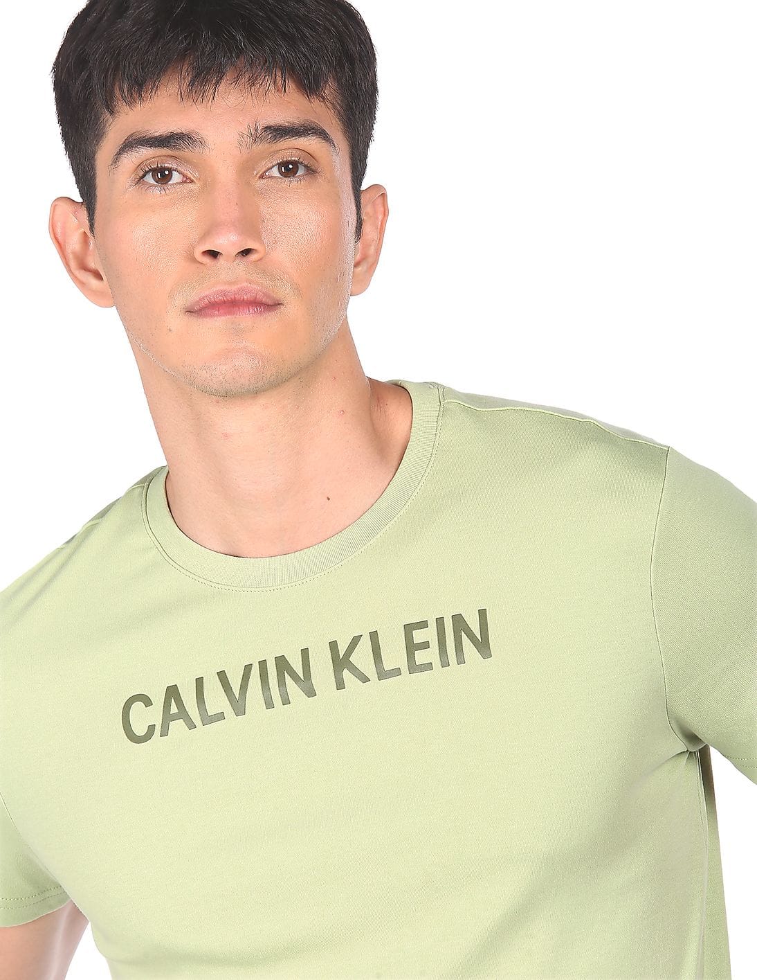 Buy Calvin Klein Men Green Tonal Logo Cotton TShirt