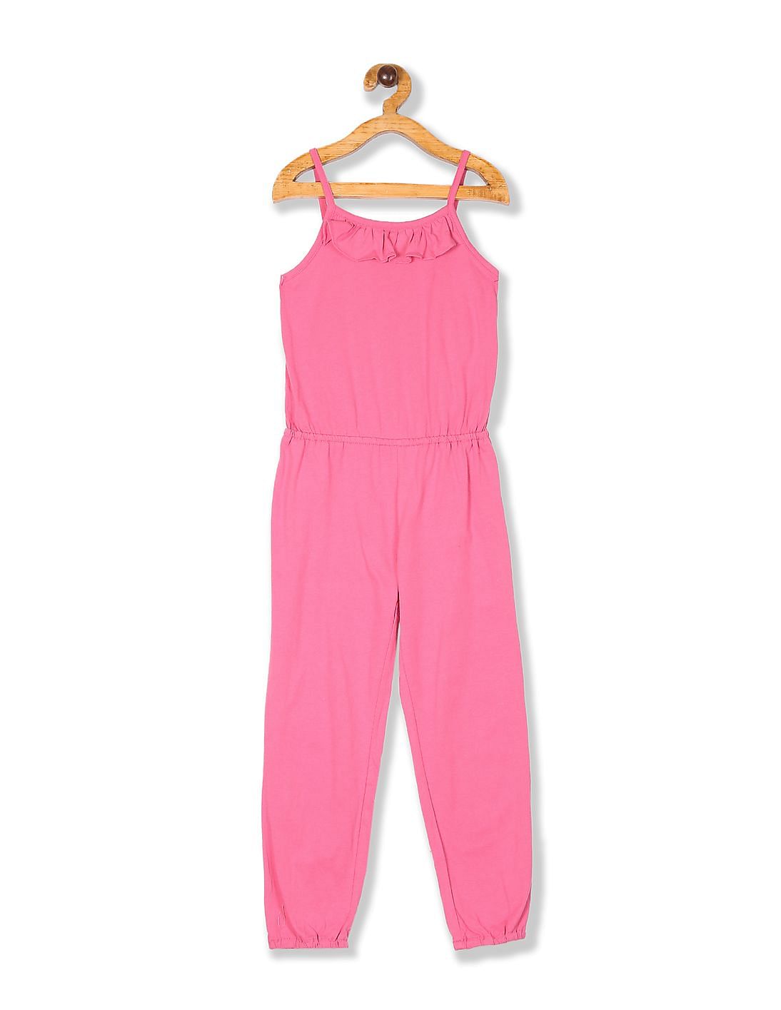 Buy The Children's Place Girls Girls Pink Sleeveless Ruffle Jumpsuit ...