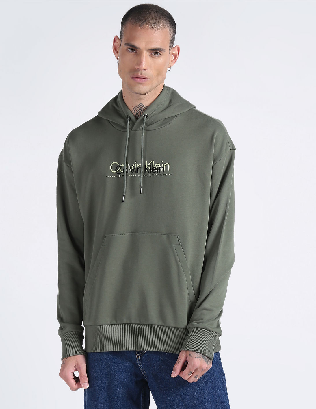 nnteen Buy Calvin Klein Double Flock Logo Hooded Sweatshirt - NNNOW.com