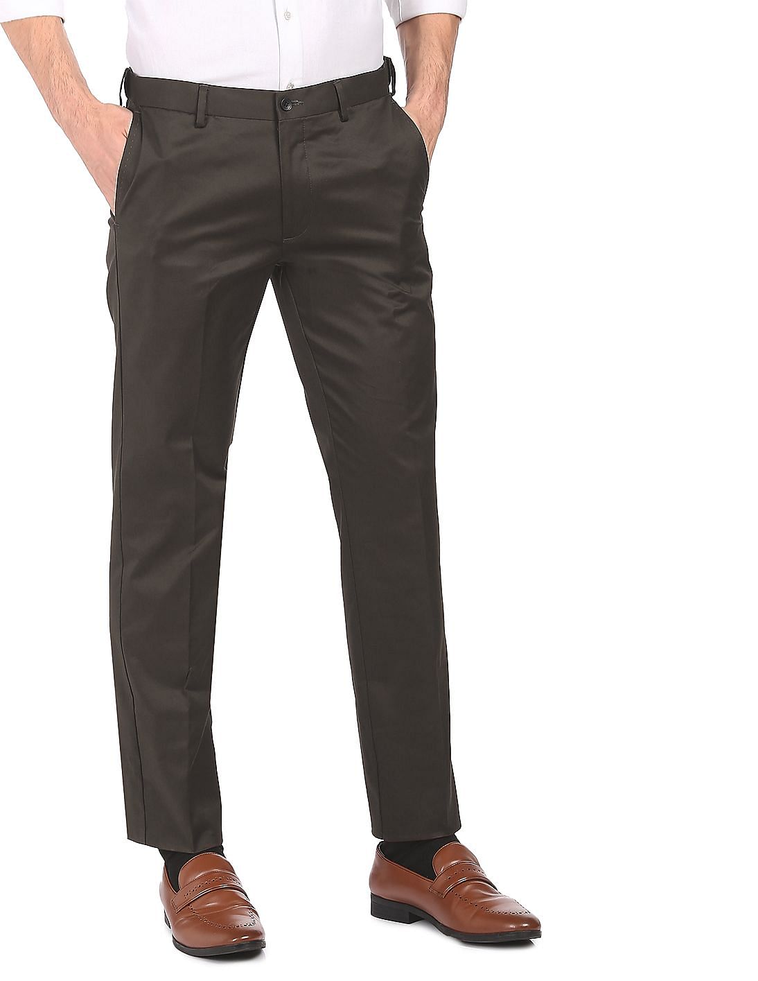 Buy Arrow Madison Fit Solid Formal Trousers - NNNOW.com