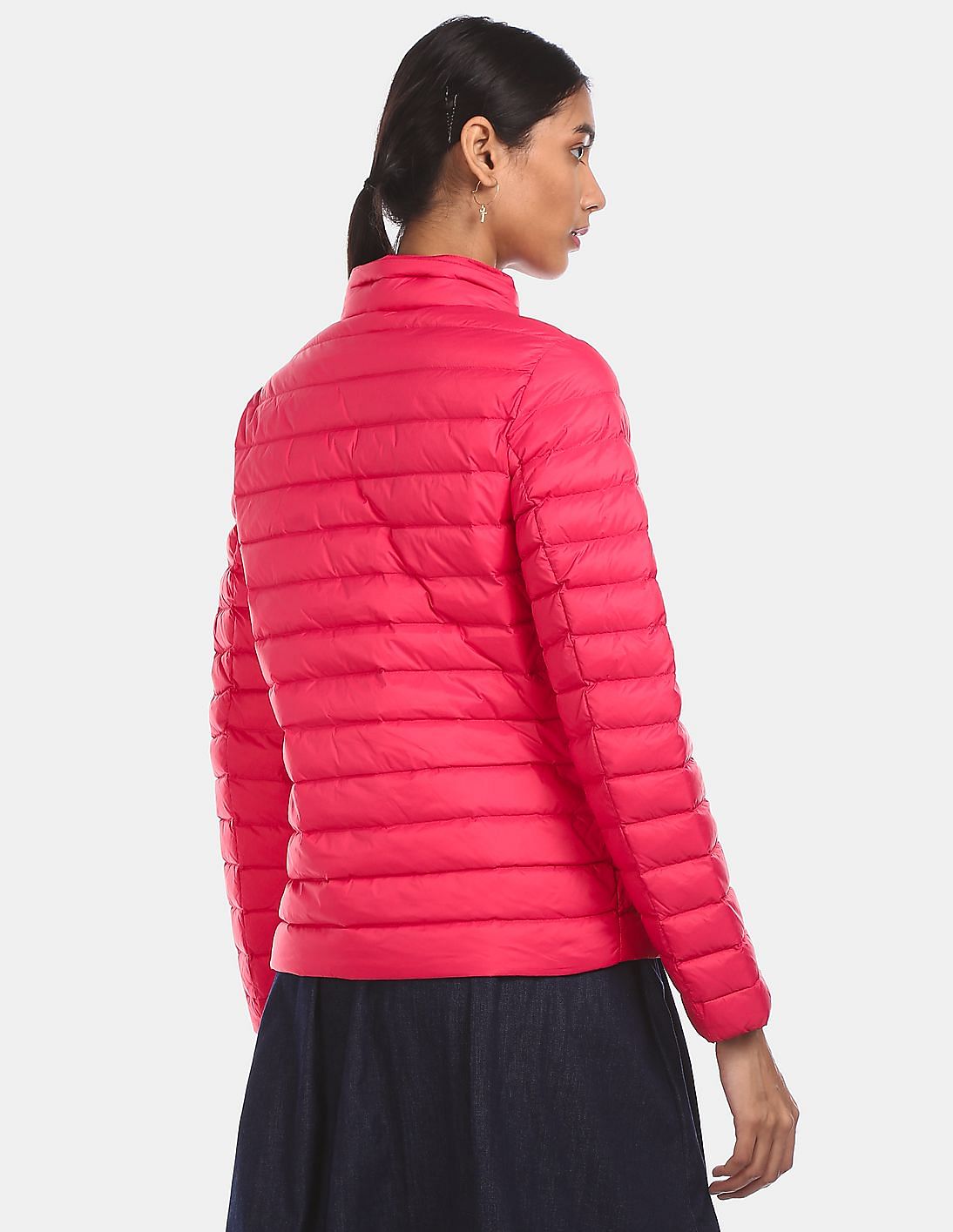 Buy Tommy Hilfiger Women Pink Detachable Hood Solid Quilted Down