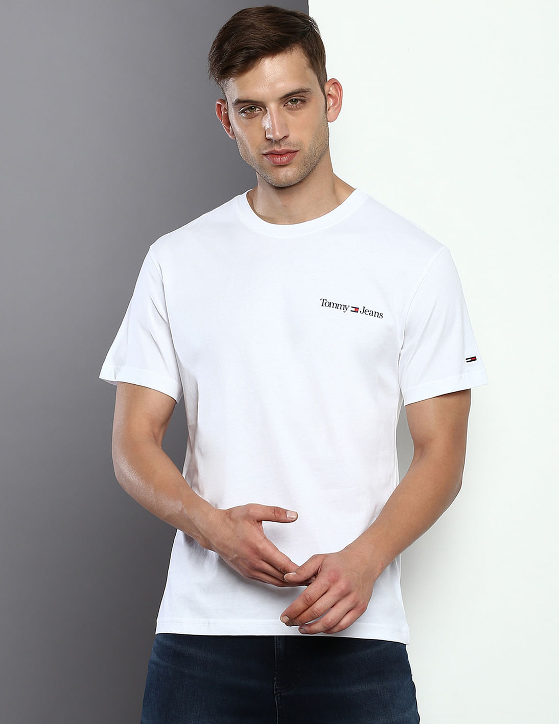 Buy Tommy Hilfiger Transitional Organic Cotton Linear Logo T-Shirt ...
