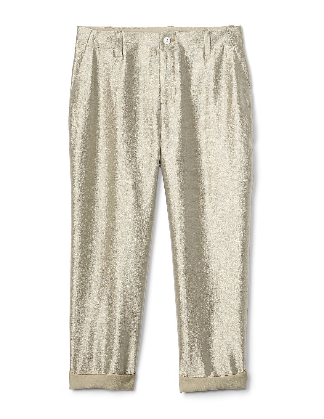 Buy GAP Women Women Grey Metallic Girlfriend Crop Pants