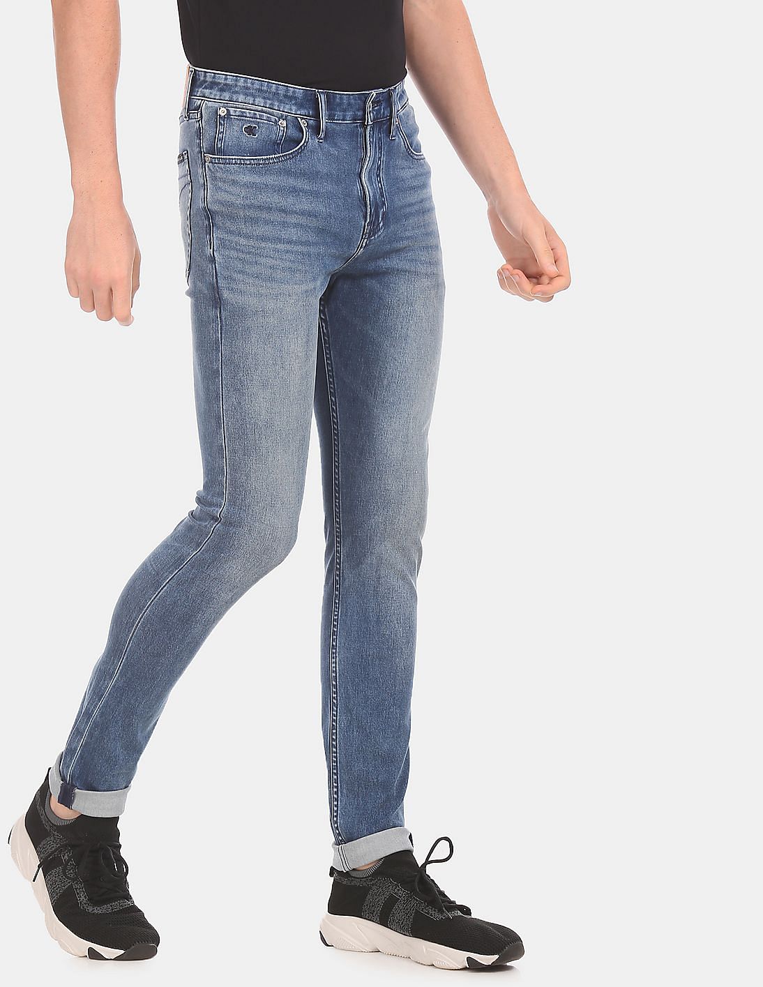 Buy Calvin Klein Men Blue Skinny Fit Stone Wash Four-Way Stretch Jeans ...