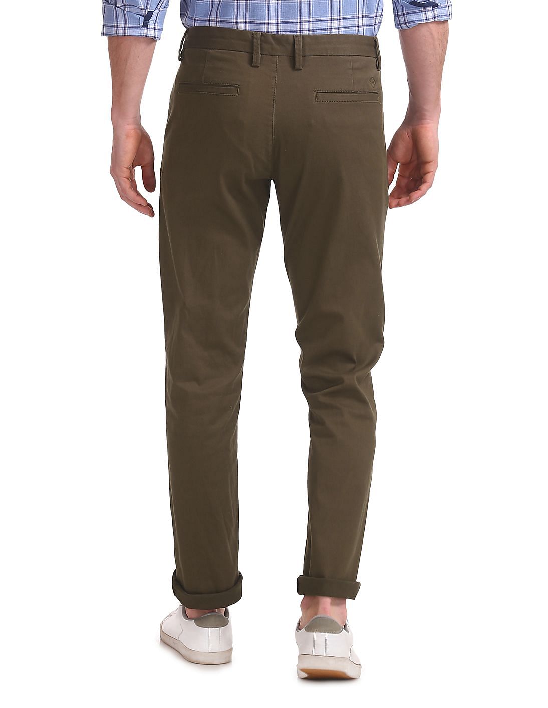 Buy Arrow Sports Blue Chrysler Slim Fit Solid Trousers - NNNOW.com